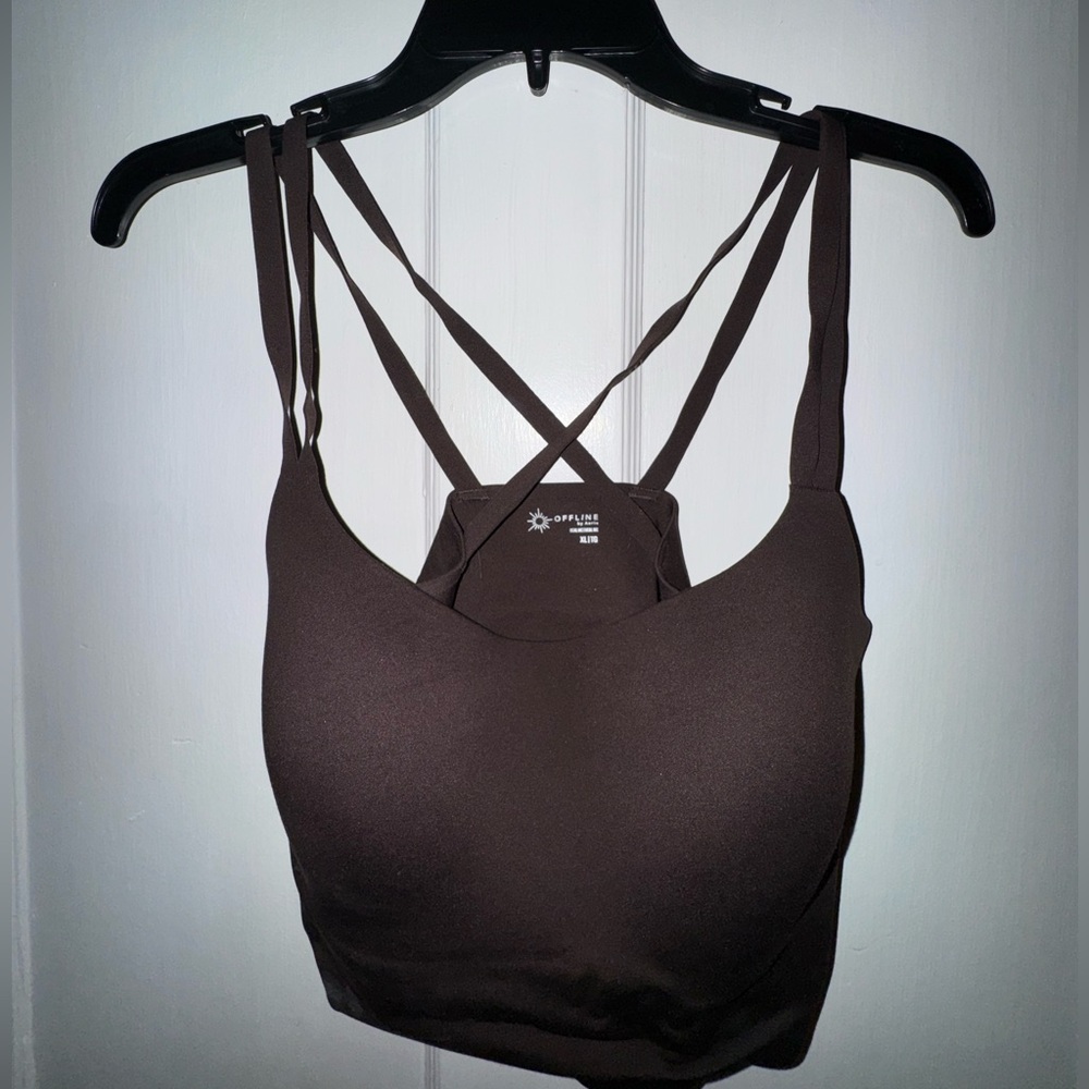 Offline by Aerie Chocolate Strappy Sports Bra XL